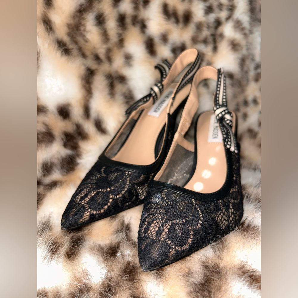 Steve Madden Bri Stiletto Pump Slingback Black Lace 6.5M EUC - Picture 5 of 13